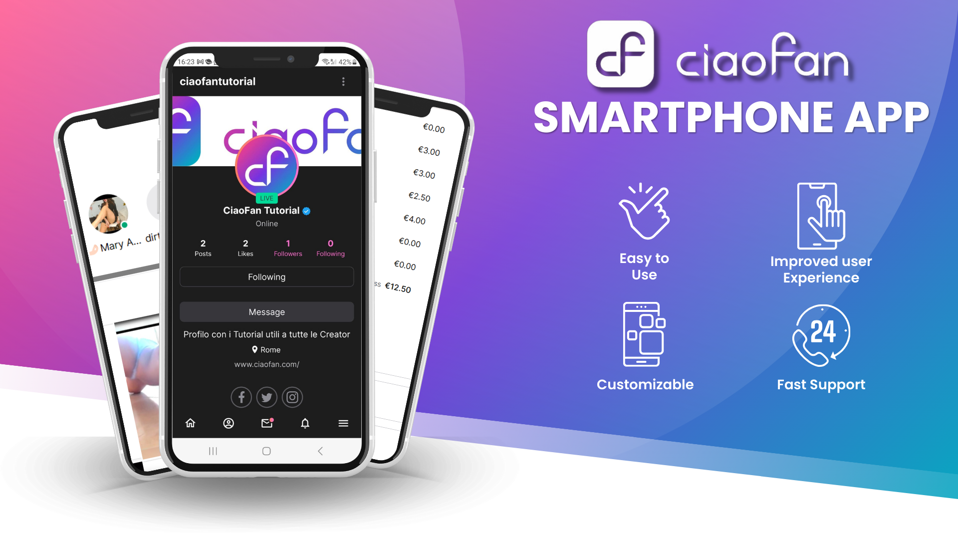 CiaoFan app preview